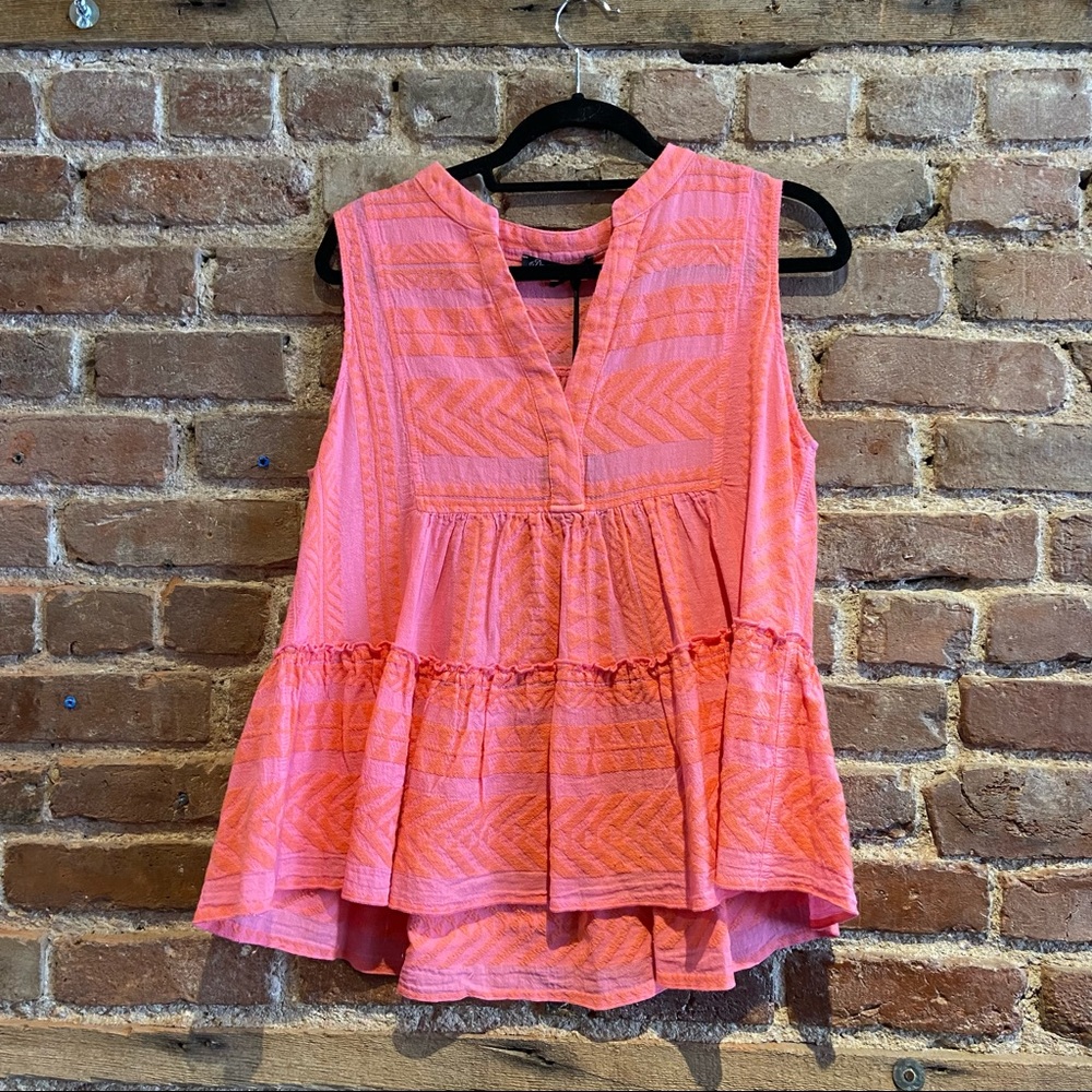 Pink and Orange multi colored flowy tank top
